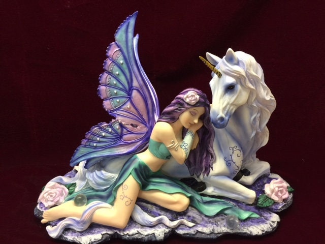 Large Fairy and Unicorn Companion Sculpture Statue Mythical Creatures Figure-Osiris Craftworks