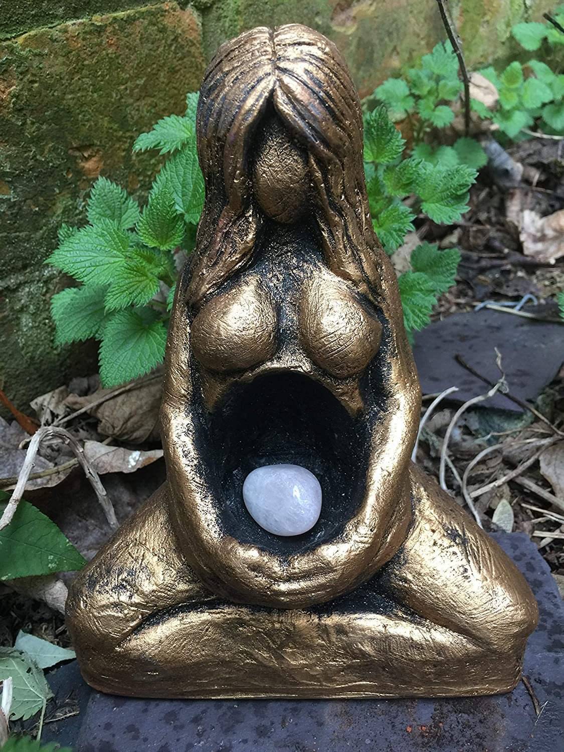 Mother Earth Gaia Statue Pagan Goddess Altar Antique Gold Effect Ornament Wiccan Garden Ornament Sculpture-Osiris Craftworks