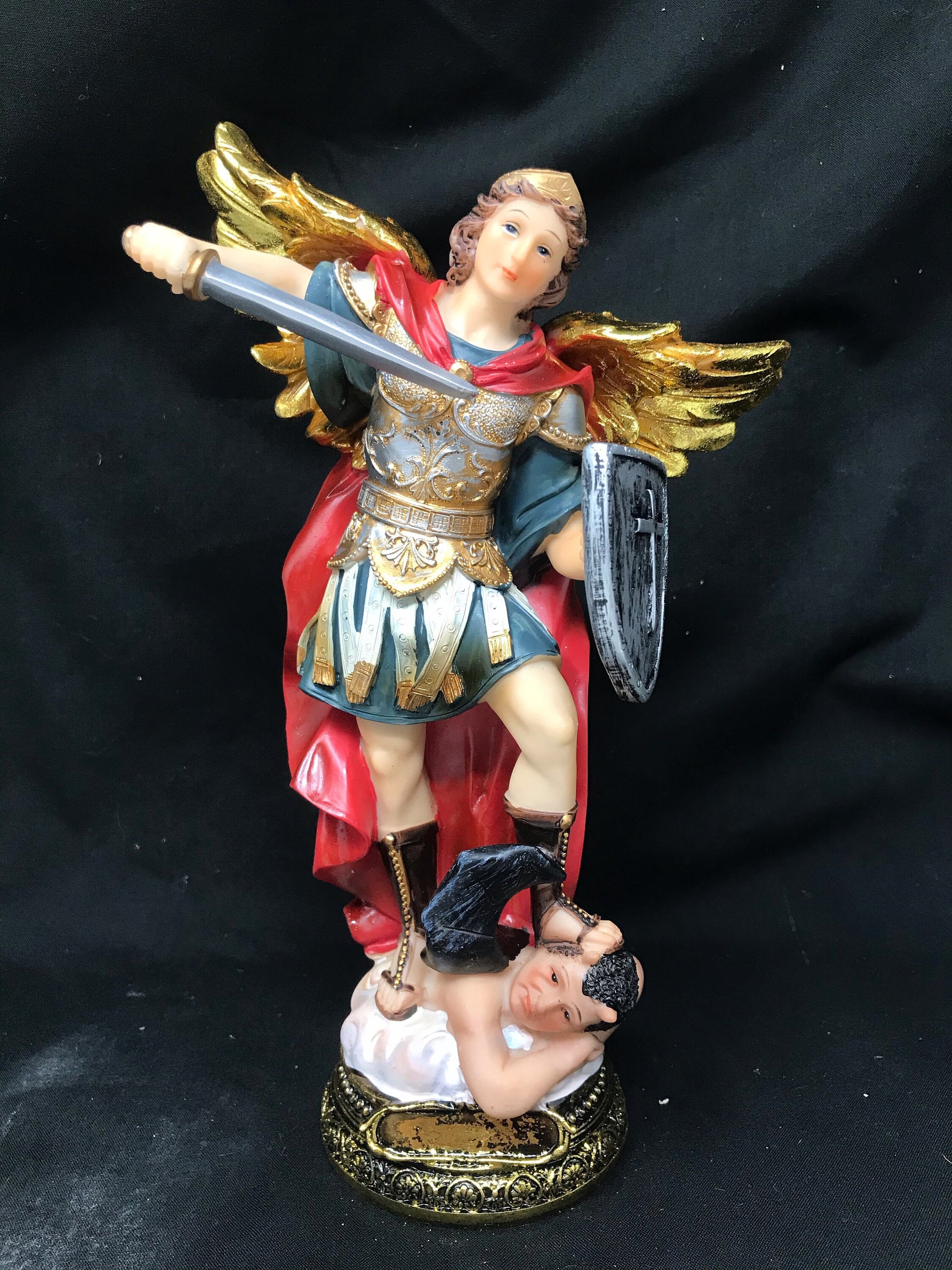 St. Michael Archangel Resin Statue, 23cm – Protector Guardian Angel Figurine, Inspirational Religious Decor, Spiritual Warfare Art Piece-Osiris Craftworks