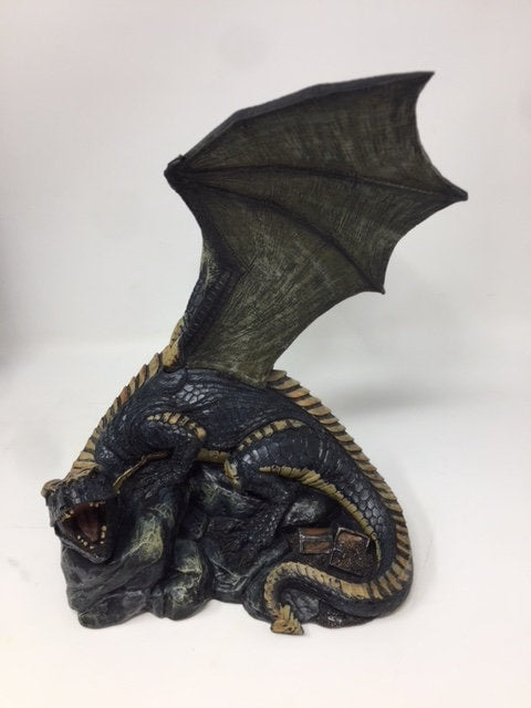 Dark Dragon Resting on the Rocks Fantasy Art Statue Sculpture-Osiris Craftworks