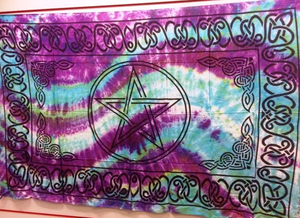 Altar Cloth Wall Hanging TieDye Sarong Tapestry Pentagram Pentacle Wicca Pagan Ritual-Osiris Craftworks