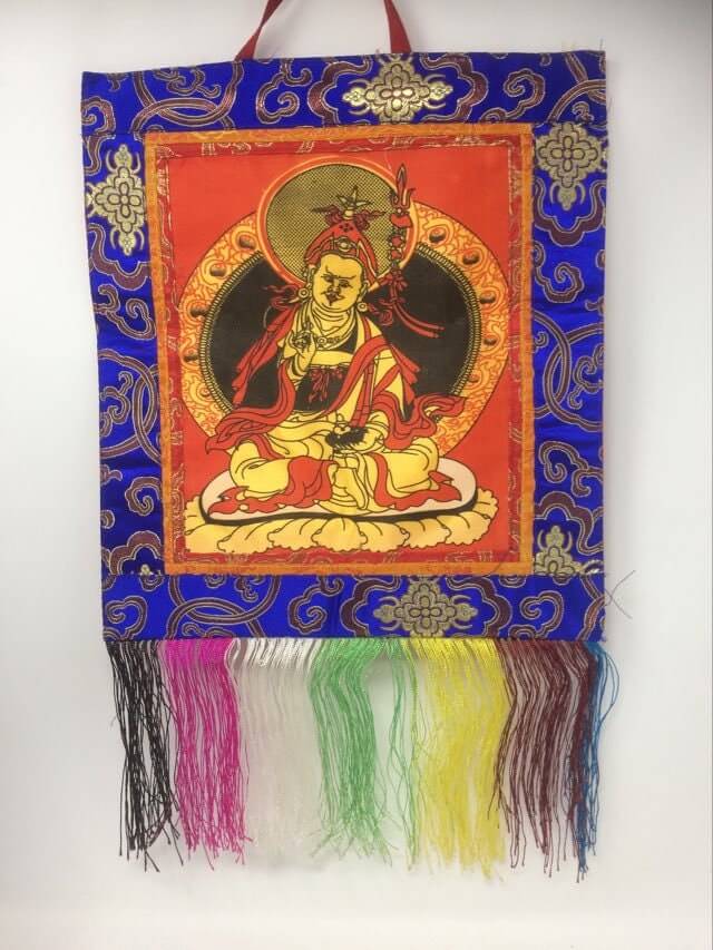 Padmasambhava Brocade Thangka Wall Hanger - Authentic Tibetan Art for Home Altar & Sacred Spaces-Osiris Craftworks