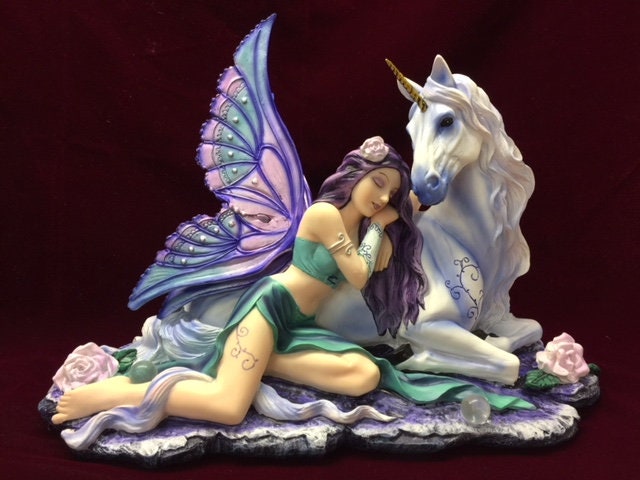 Large Fairy and Unicorn Companion Sculpture Statue Mythical Creatures Figure-Osiris Craftworks