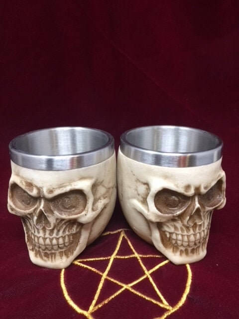 Pair of Skull Shotglasses Figurine Gothic Horror Ornament Figure Decoration-Osiris Craftworks