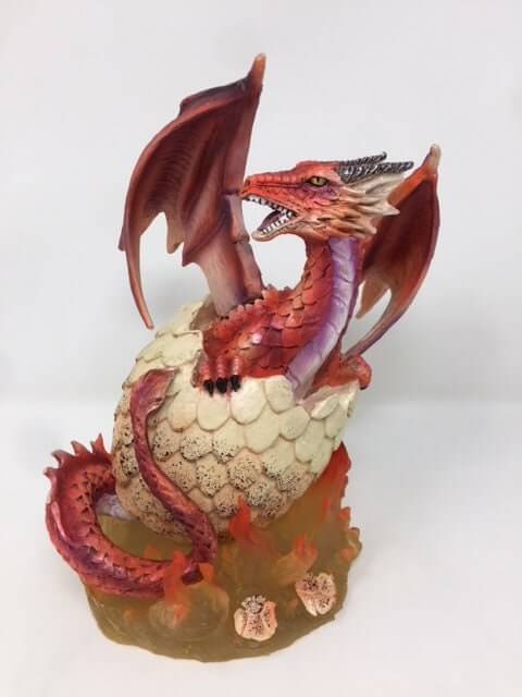 Statue de dragon de flamme émergente - Figurine de dragon majestueuse en résine, décor fantastique, ornement de créature mythique