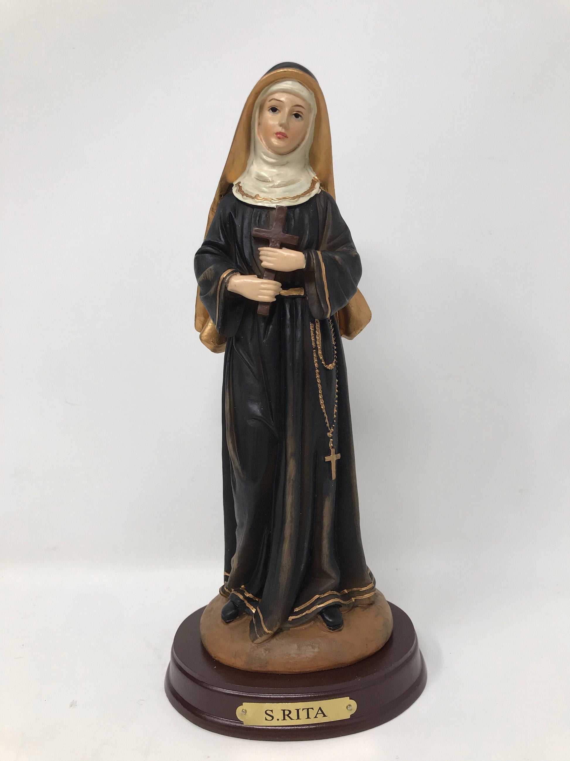 Saint Rita of Cascia Resin Statue, Patron Saint of Lost Causes, Detailed Religious Figurine, Inspirational Christian Art, Spiritual Decor-Osiris Craftworks