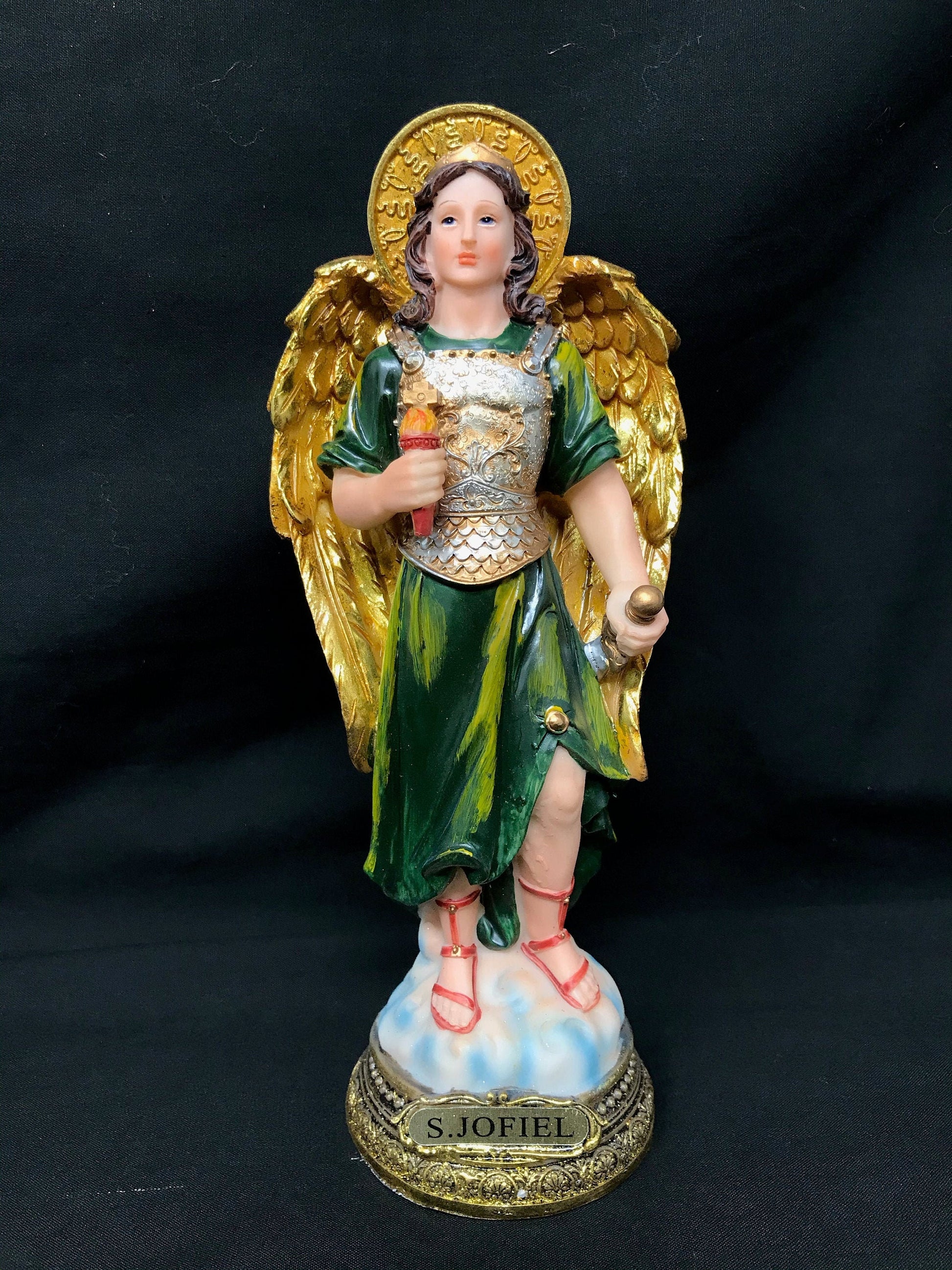 Resplendent Archangel Jophiel Figurine , Hand-Painted Resin, Patron Saint of Artists and Illumination, Spiritual Decor, Angelic Statue-Osiris Craftworks