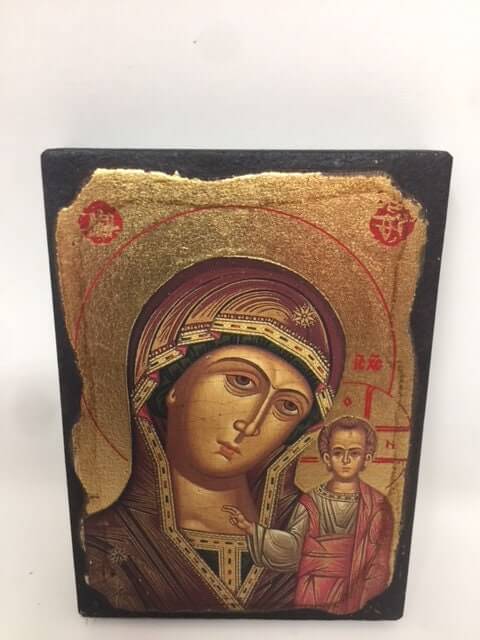 Virgin Mary and Baby Jesus Hanging Icon (10.5cm X 7.5cm) - Spiritual Wall Plaque for Religious Decor & Blessings-Osiris Craftworks