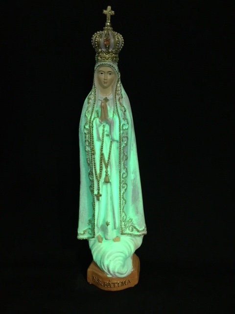 Luminous Our Lady of Fatima Statue, Glow in the Dark Blessed Virgin Mary, Religious Figurine Spiritual Christian Decor Holy Mother Sculpture-Osiris Craftworks