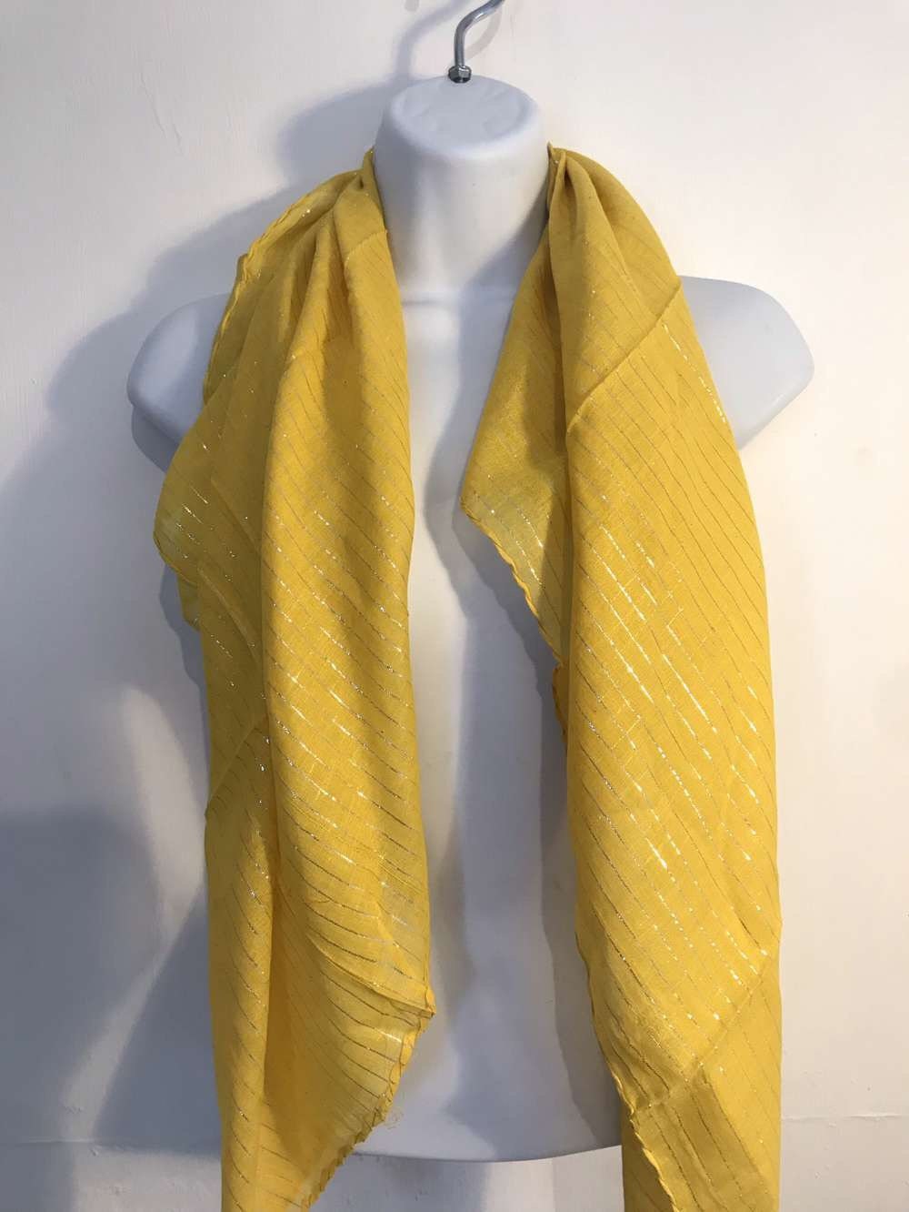 Sunny Elegance Rayon Scarf – Luminous Yellow Wrap with Textured Weave, Versatile Fashion Accessory (100x100 cm)-Osiris Craftworks