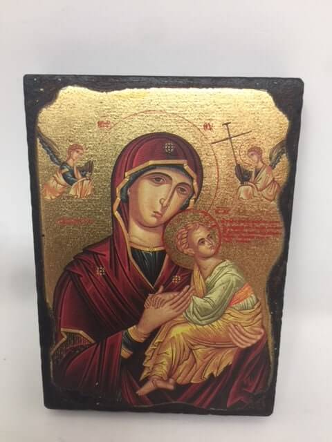 Virgin Mary & Baby Jesus Hanging Icon (10.5cm x 7.5cm) - Divine Motherhood Religious Wall Plaque for Spiritual Elevation-Osiris Craftworks