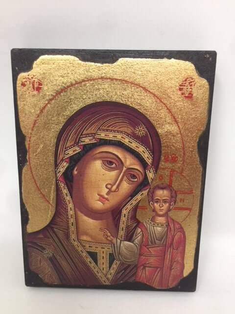 Virgin Mary and Baby Jesus Religious Icon (12.5cm X 9cm) - Elegant Wall Plaque Decor for Spiritual Ambiance-Osiris Craftworks