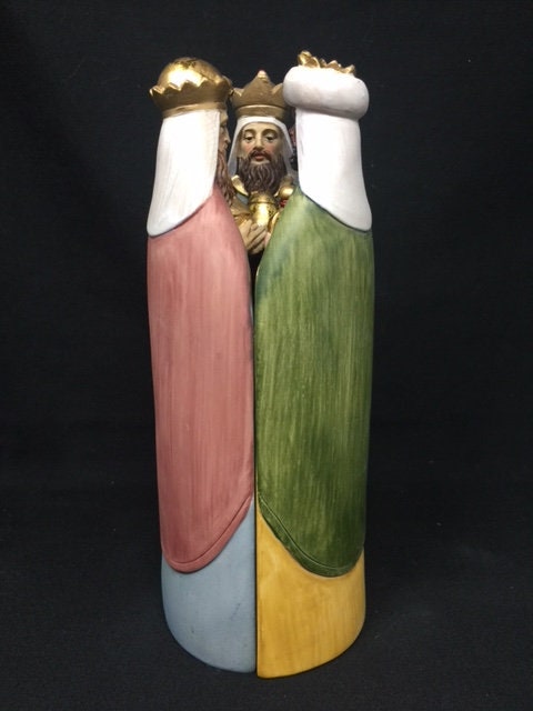 Handgefertigte Krippenfigur in Triptychon-Form – Majestätische Drei Könige und Szene der Heiligen Familie, spirituelle Weihnachtsdekoration, religiöse Statue aus Kunstharz