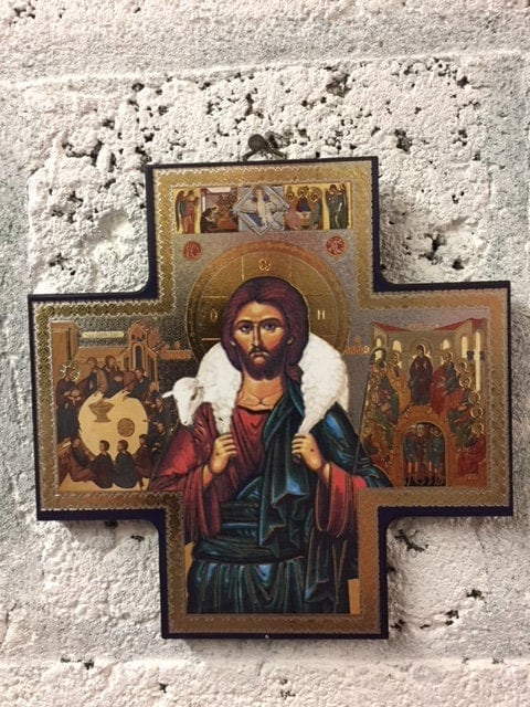 The Good Shepherd Icon Wall Hanging - Religious Wood Plaque - Christian Ornament - Spiritual Home Decor - Sacred Art - Inspirational Gift-Osiris Craftworks