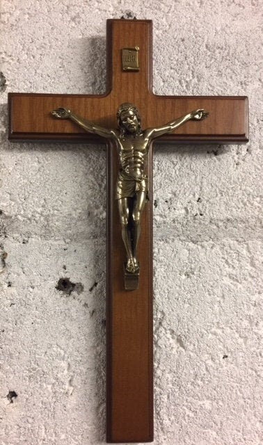 Wall Crucifix Wooden Cross Hanging Religious Christian Symbol Jesus Ornament Hand Crafted from Quality Dark Wood-Osiris Craftworks