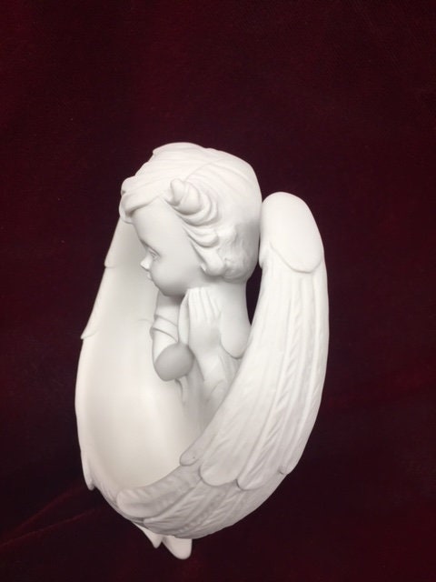 Graceful White Guardian Angel Holy Water Font- Cherub Wall Art - Divine Religious Ornament Decoration-Osiris Craftworks