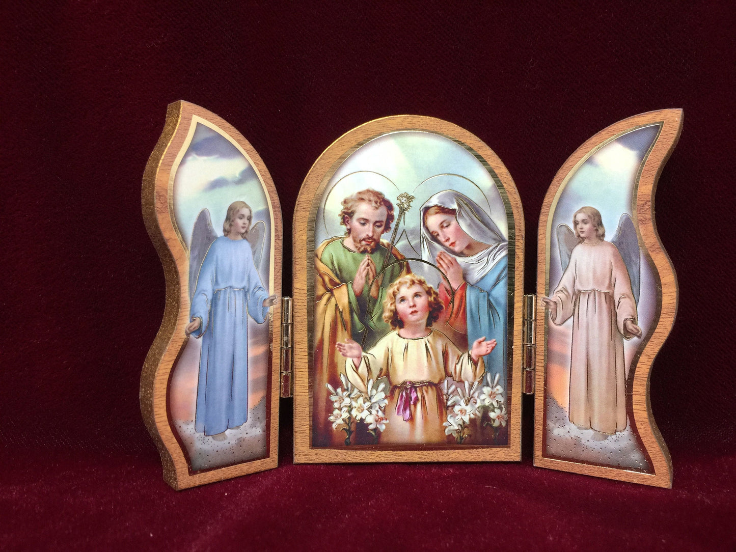 Holy Family Folding Wall Plaque Religious Ornament Triptych Home Decoration Gift-Osiris Craftworks