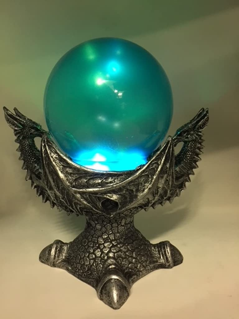 Enchanted LED Dragon & Crystal Sphere Mystical Light-Up Resin Figurine, Fantasy Home Decor, Magical Orb Display