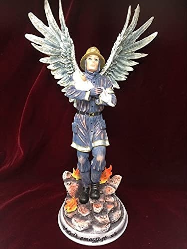 Firefighter Guardian Angel Statue - Resin Fireman Figurine with Wings - Heroic Firefighter Memorial Ornament - Protective Angel Sculpture-Osiris Craftworks