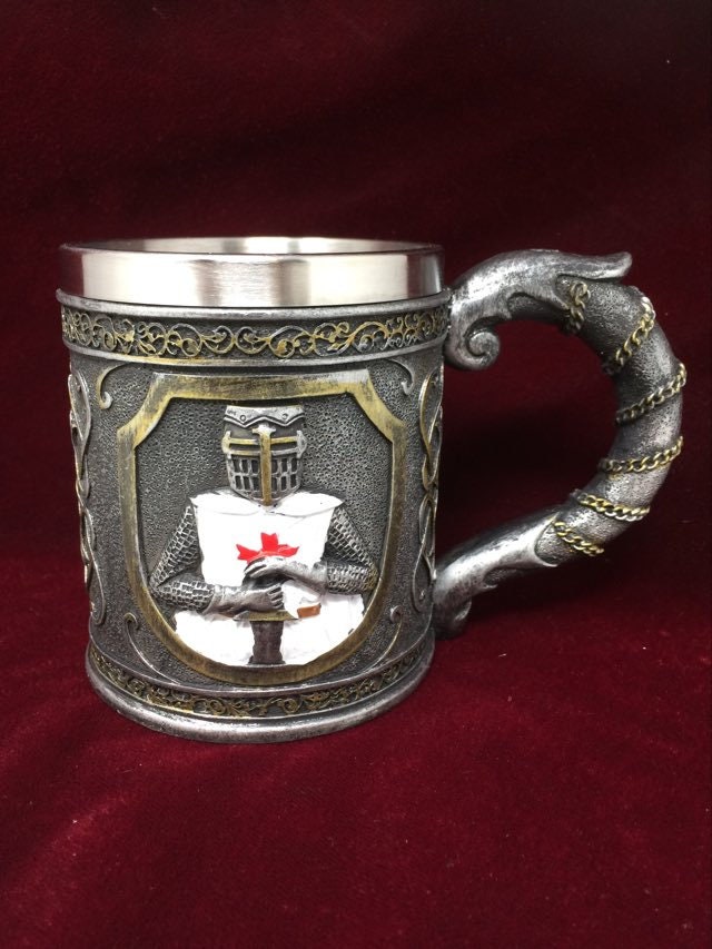 Medieval Knight Templar Crusader Tankard - A Majestic and Ornate Beer Glass Stein for Medieval Table Decor-Osiris Craftworks