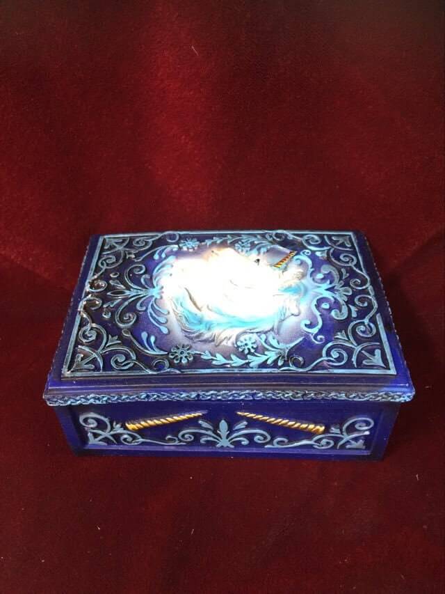 Novelty Blue Unicorn Fantasy Trinket Box Ornament Secret Stash Unicorn Collection