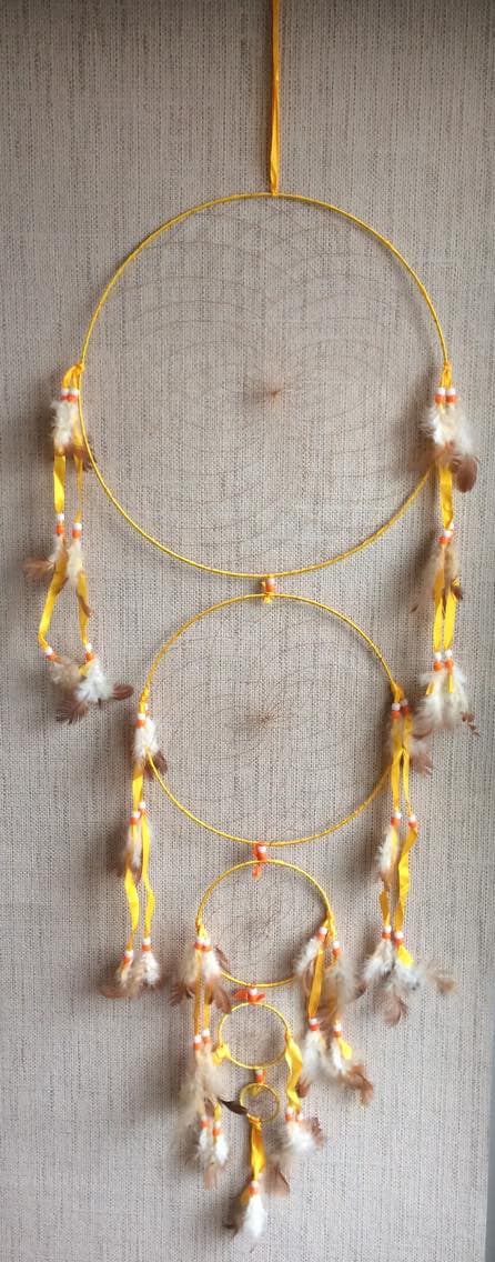 Large Native American Style Dream Catcher for Bedroom Wall Hanging Decorations Ornaments Craft Yellow