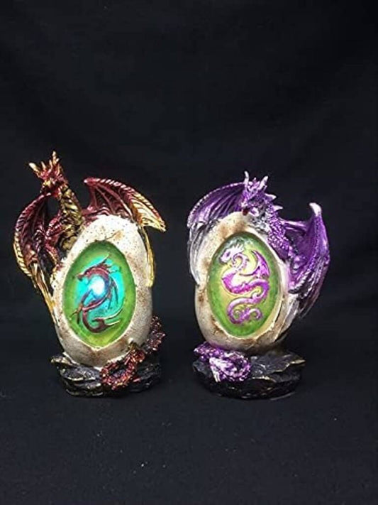 Pair of Dragons Guarding Egg LED Light Sculpture Statue Dragon Collection Figurine Ornament-Osiris Craftworks