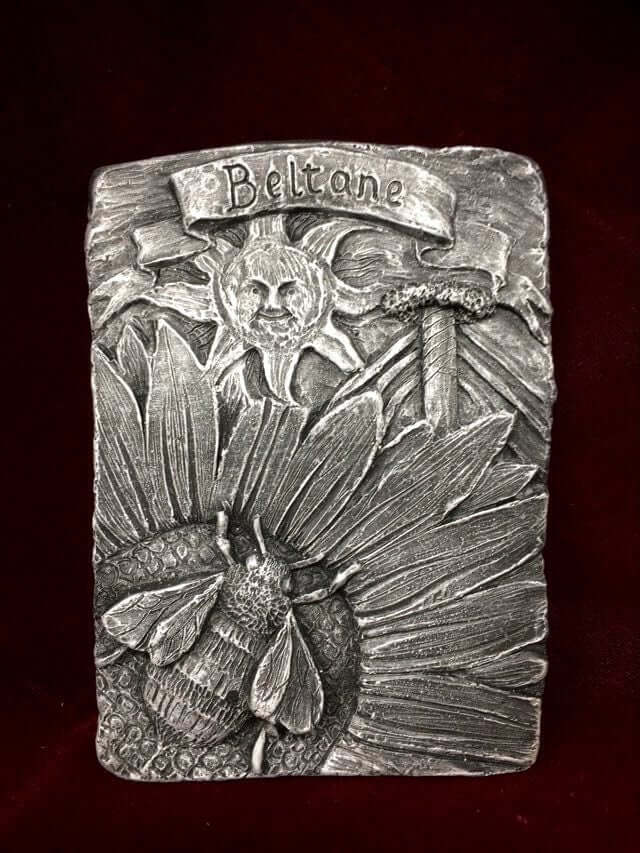 Silver Effect Beltane Honey Bee Sabbat Wall Plaque Pagan Wiccan Sculpture Ornament-Osiris Craftworks