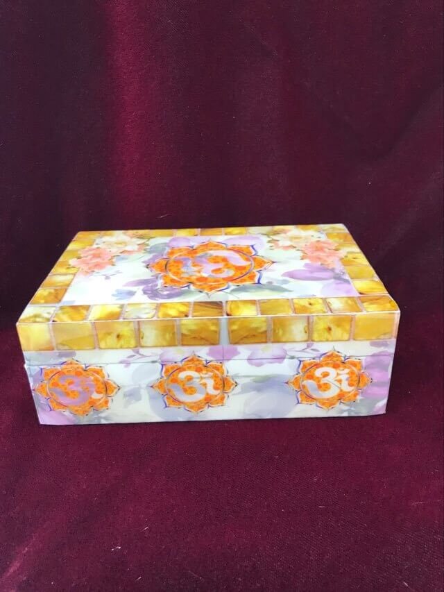 Laminated Chakra Wooden Trinket Box Secret Stash Feng Shui Home Ornament Decoration