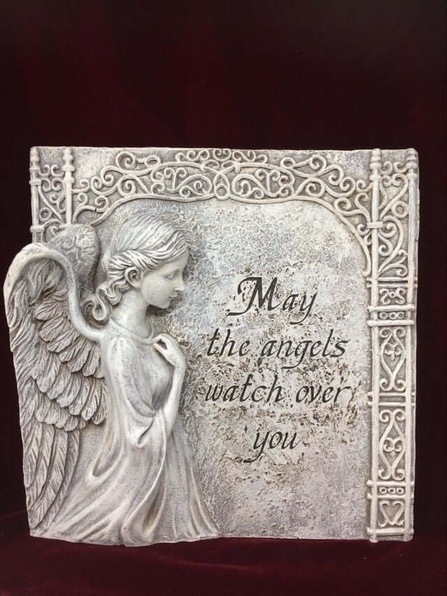 May the Angels Watch Over You" - Resin Angel Plaque - 27.5cm - Spiritual Home Decor - Guardian Angel Wall Art - Sympathy Gift-Osiris Craftworks