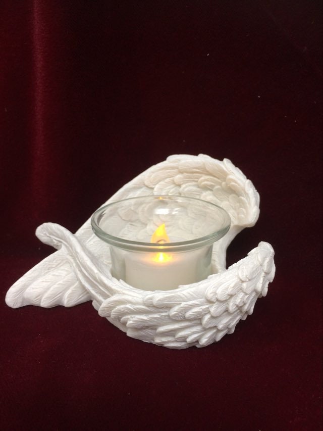 Handcrafted Angel Wing Tea Light Holder: Spiritual Candle Decor for Home & Gifts-Osiris Craftworks