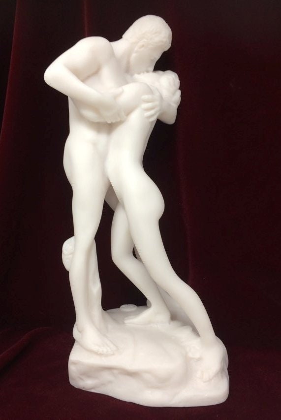 Large Alabaster Lovers Couple Figurine Statue Sculpture Ornament Wedding Anniversary Gift Idea