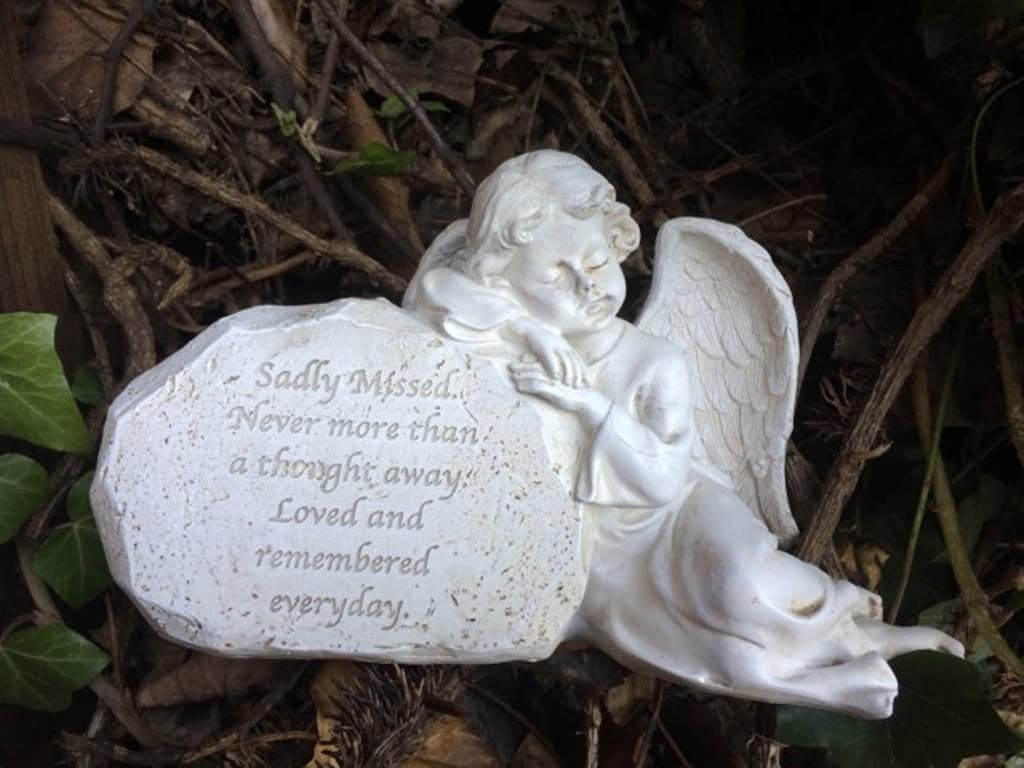 Memorial Graveside Peaceful Angel Plaque Sculpture Grave Garden Ornament Sadly Missed-Osiris Craftworks