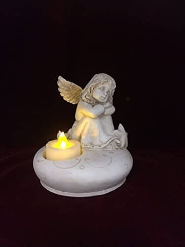 Sleeping Cherub Tea Light Holder, Hand Painted Angel Candle Ornament, Guardian Angel Decor, Peaceful Home Accent, Serene Angelic Tea Light-Osiris Craftworks