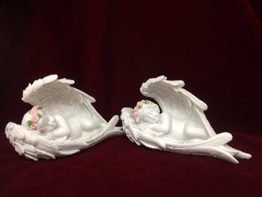 Cherub in Wings Ornaments | Divine Angelic Decor | Artisanal Floral Embellishments | Serene Cherub Figurines | Perfect Indoor Accent-Osiris Craftworks