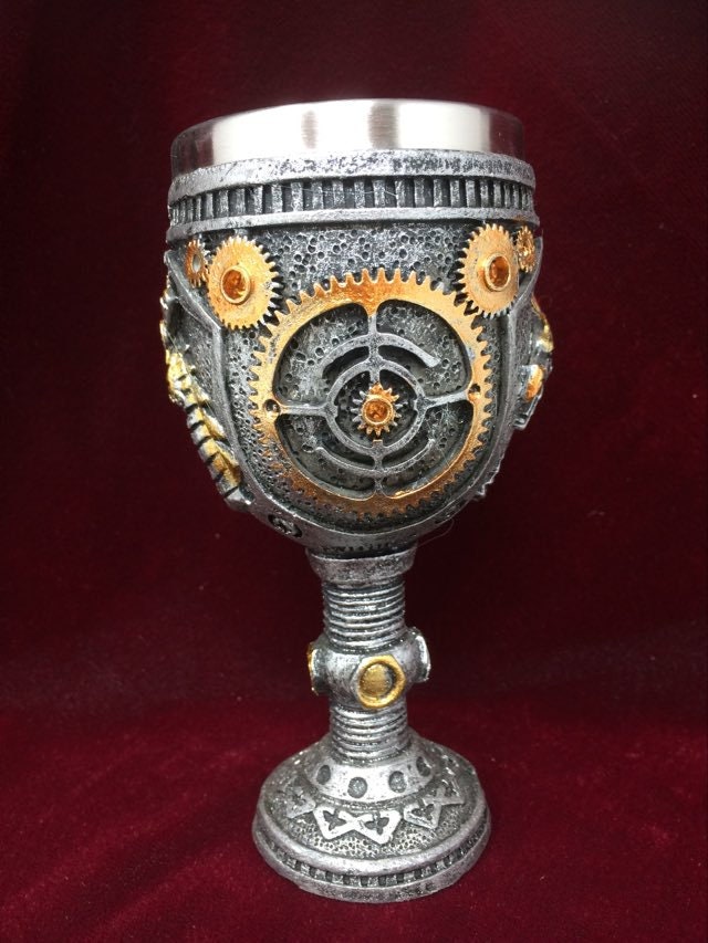 Steampunk Gearwork Dragon Goblet Dragons Chalice Ornament Gothic Decor Hand Made from Designer Resin-Osiris Craftworks