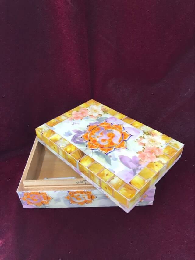 Laminated Chakra Wooden Trinket Box Secret Stash Feng Shui Home Ornament Decoration