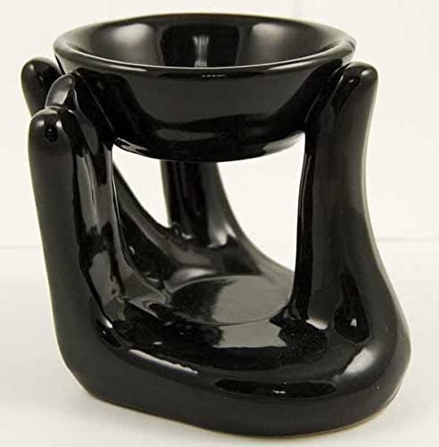 Glossy Black Ceramic Oil Burner - Elegant Aromatherapy Diffuser, Essential Oil Holder, Home Fragrance Accessory, Modern Decor Piece