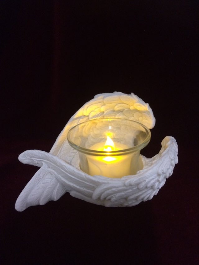 Handcrafted Angel Wing Tea Light Holder: Spiritual Candle Decor for Home & Gifts-Osiris Craftworks