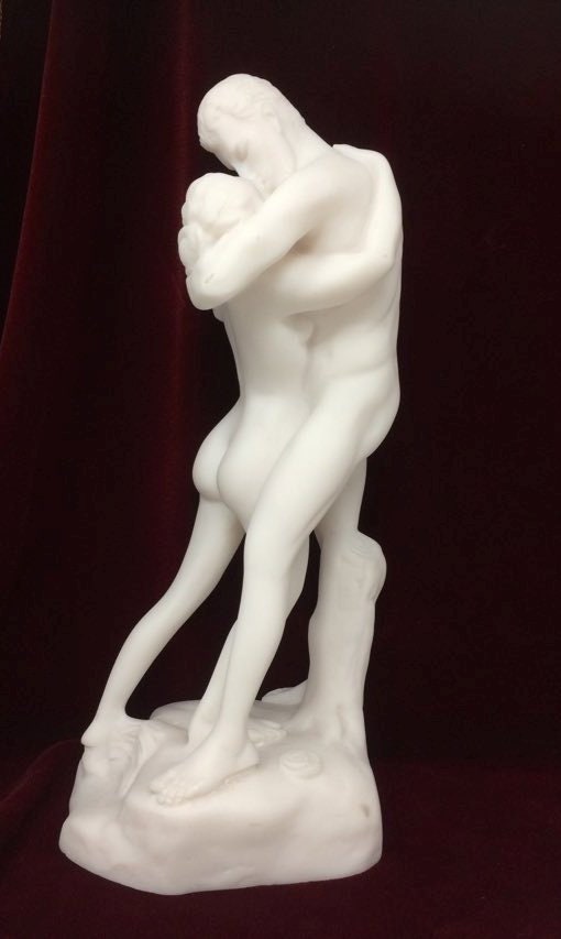 Large Alabaster Lovers Couple Figurine Statue Sculpture Ornament Wedding Anniversary Gift Idea