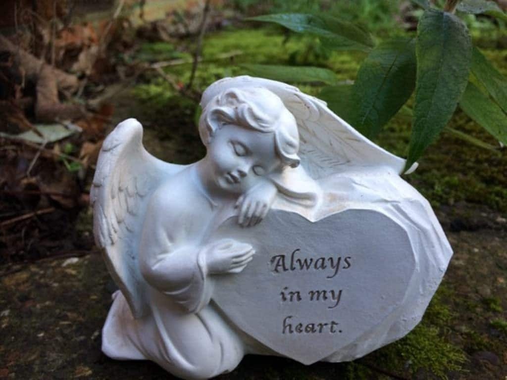 Memorial Angel Heart Plaque, Peaceful Angel Garden Ornament, Sympathy Grave Marker Sculpture, Loving Remembrance Decor-Osiris Craftworks