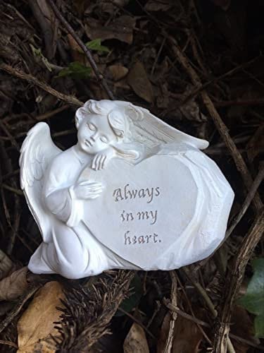 Memorial Angel Heart Plaque, Peaceful Angel Garden Ornament, Sympathy Grave Marker Sculpture, Loving Remembrance Decor-Osiris Craftworks