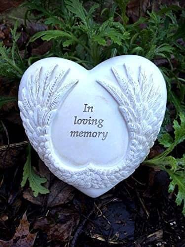 Angel Wings Memorial Plaque - Resin Heart Tribute - 16x16cm - 'In Loving Memory' Keepsake - Sympathetic Garden Decor-Osiris Craftworks