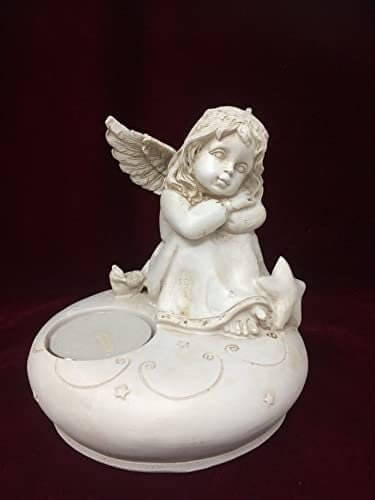 Sleeping Cherub Tea Light Holder, Hand Painted Angel Candle Ornament, Guardian Angel Decor, Peaceful Home Accent, Serene Angelic Tea Light-Osiris Craftworks