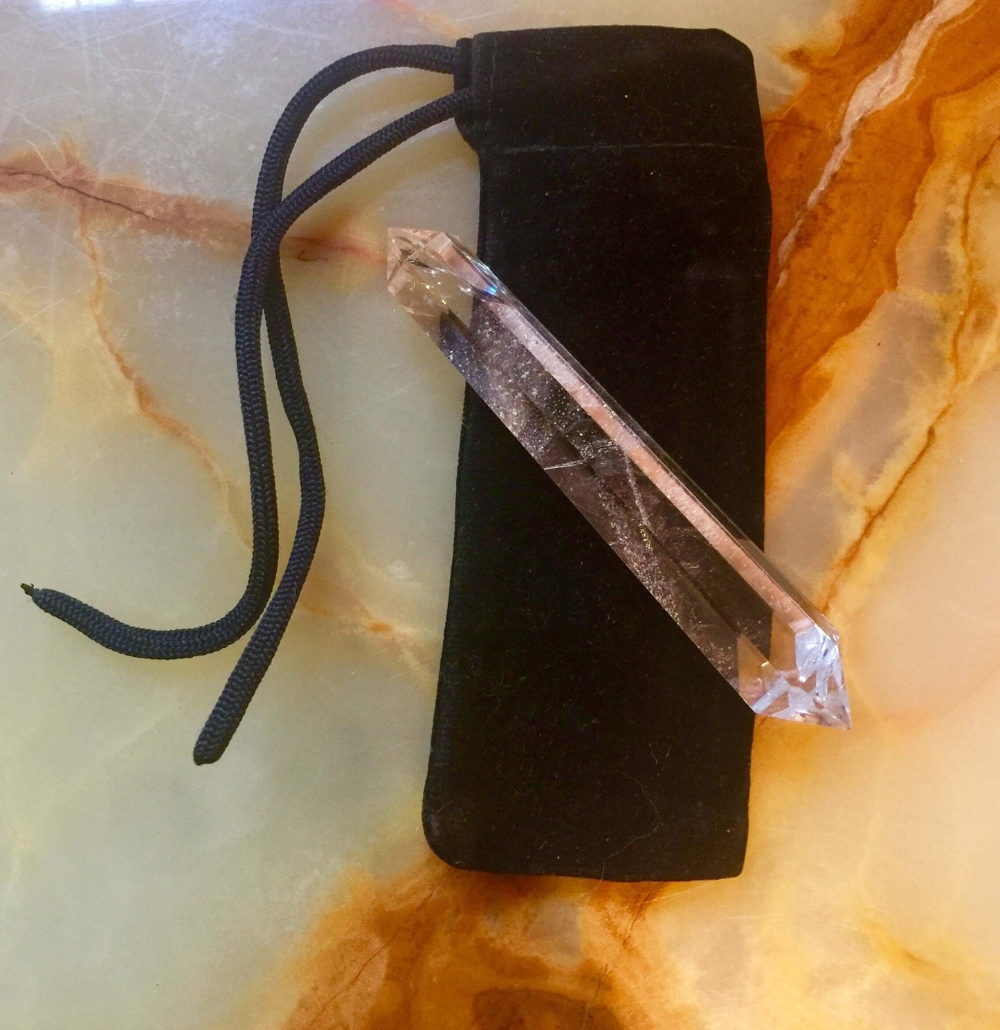 Natural Stone Wand, 8cm Hand-Carved Crystal | Energy Healing & Meditation Tool | Unique One-Of-A-Kind Gift | Comes in Velvet Pouch