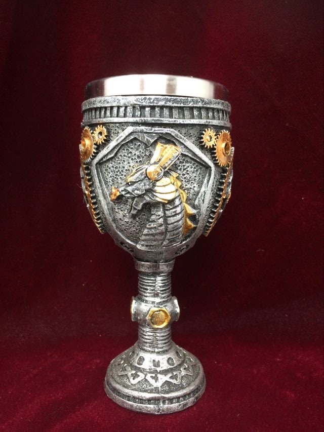 Steampunk Gearwork Dragon Goblet Dragons Chalice Ornament Gothic Decor Hand Made from Designer Resin-Osiris Craftworks