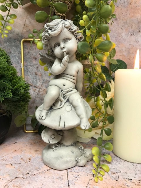 Guardian Angel Figurine Cherub Gravestone Garden Ornament Statue Grave Sculpture-Osiris Craftworks