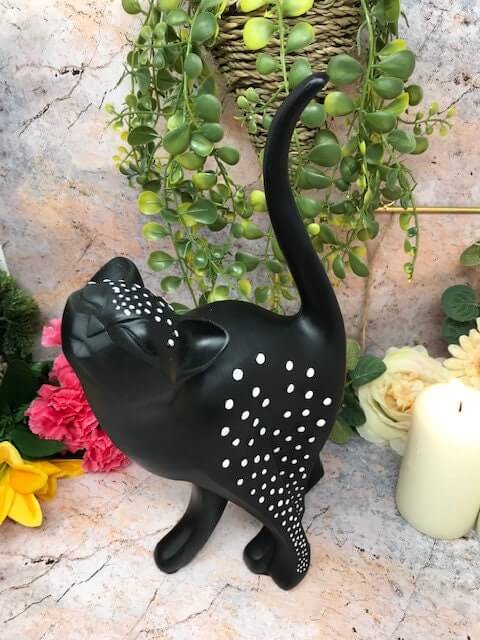 Abstrakte schwarze Katzenskulptur, Dekorationsfigur, ideales Geschenk für Katzenliebhaber