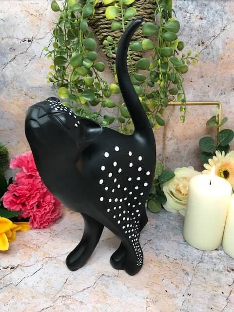 Abstrakte schwarze Katzenskulptur, Dekorationsfigur, ideales Geschenk für Katzenliebhaber