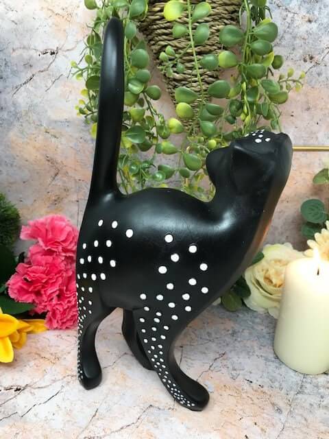 Abstrakte schwarze Katzenskulptur, Dekorationsfigur, ideales Geschenk für Katzenliebhaber